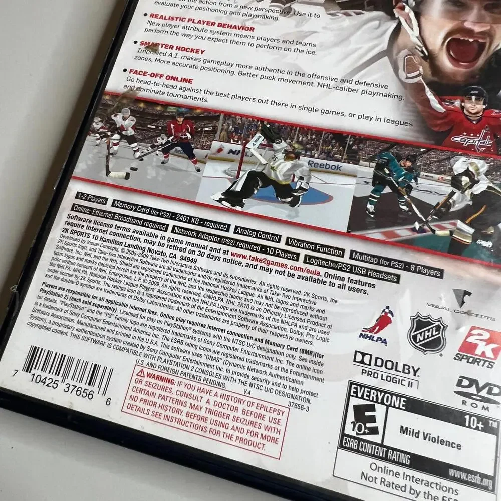 Lot of 2 Sony PlayStation 2 Games - NHL 2K10 (Ovechkin) + Madden NFL‎ 2002